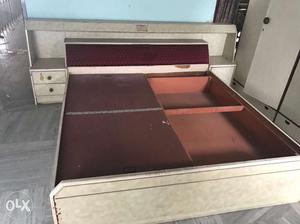 Brown And White Wooden Storage Bed