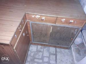 Brown Wooden 2-door Cabinet With Drawer