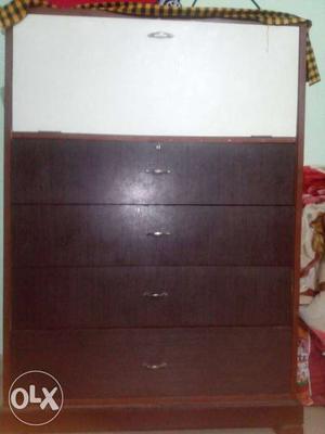 Brown Wooden Four-drawer Vertical Chest