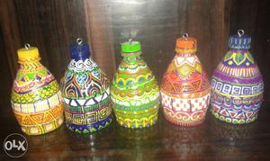 Five Multicolored Ceramic Vase