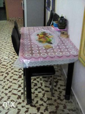 Rectangular Table With Two Padded Chair Set