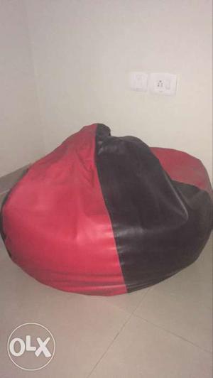 Red And Black Leather Bean Bag