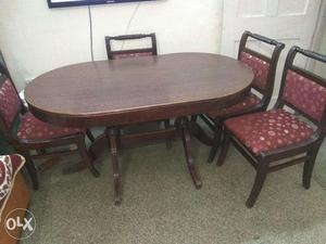 Rose polished Teak Wood Dining Table + 6 chairs