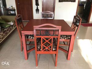 100% Teak Wood Dinning Table with Four Chairs