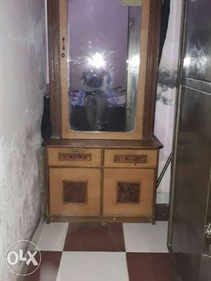 Beige Wooden Cabinet With Mirror