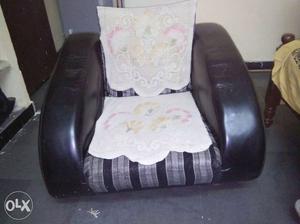 Black Leather Armchair White Padded Armchair