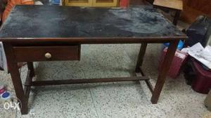 Brown And Black Wooden Table With One Drawer Chest