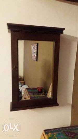 Brown Wooden Framed Mirror Medicine Cabinet
