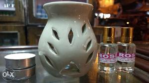 Candle Oil Burner With 2 Perfume Bottles And 2