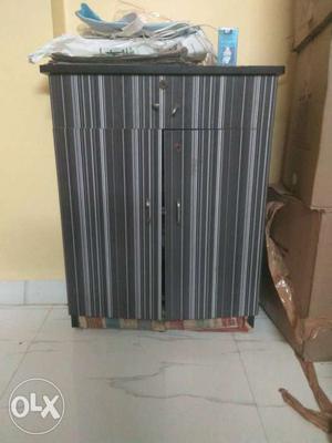 Gray Stripe Wooden Cabinet