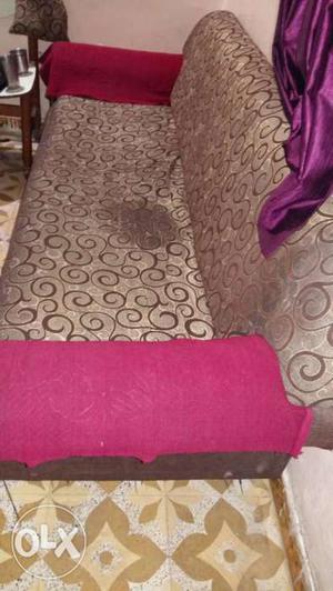 Grey And Pink Fabric Couch