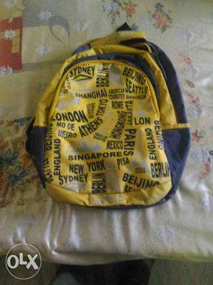 American tourists yellow color school bag