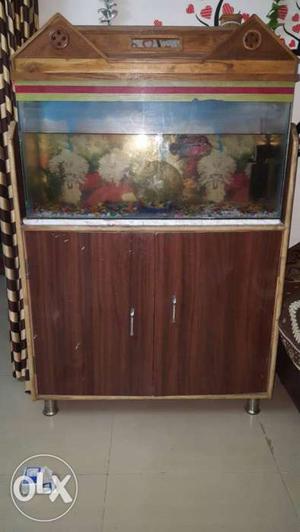 Brown Wooden Framed Fish Tank With Stand