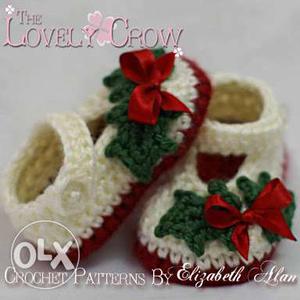 Crochet baby booties made of woolen yarn for a yr baby