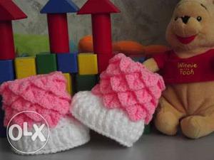 Crochet baby booties of a year