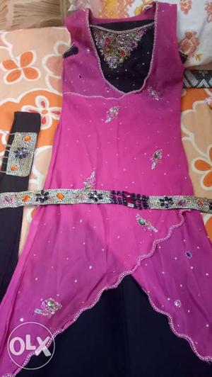 Designer pink and black dress for 10 year girls