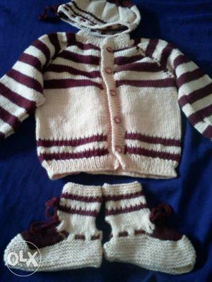 Fresh handmade color graunted woolen baby set