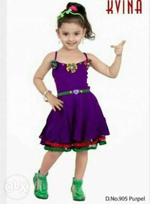 Girl's Purple Spaghetti Strap Dress