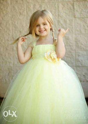Girl's Yellow Floral Tank Gown