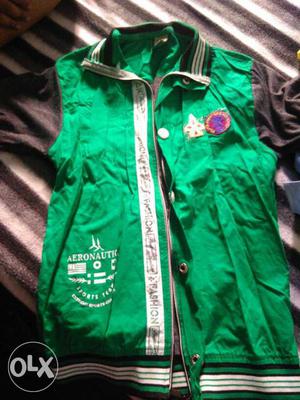 Green And Black Zip-up Jacket