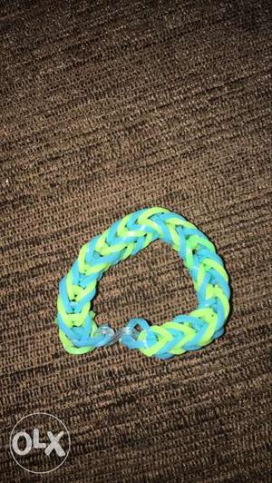 Green And Teal Knit Bracelet