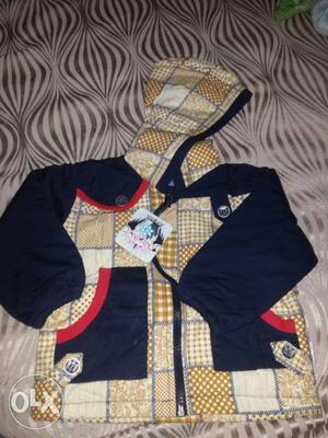 Navy Blue brand new kids jacket with hood for 1-2