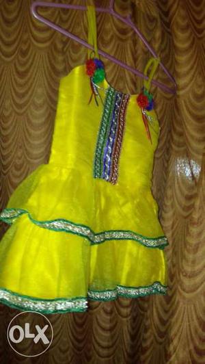 New Yellow Colour Dress For 1 Year Old Baby.