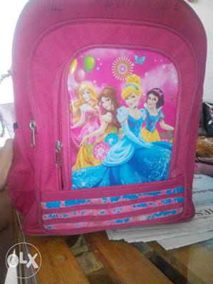 School bag with 4 section pink coloured bag in