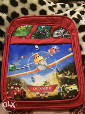 Toddler's Red Planes Print Backpack