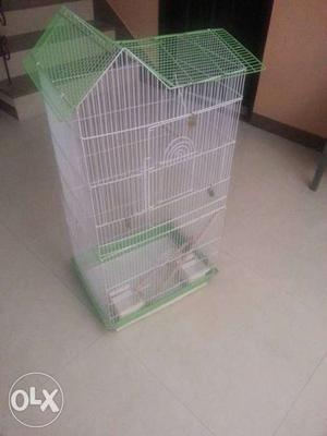 White And Green Steel Pet Cage]