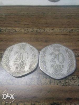 20 paisa,2coins  years only Rs./-