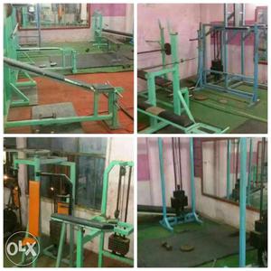 Green And Blue Metal Exercise Equipment