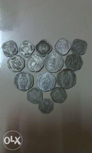 Old silver coins total 15 coins