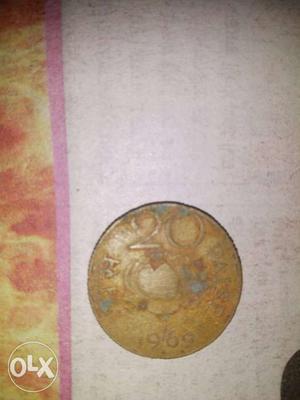 Round  Gold 20 Paise Coin