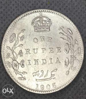  Silver 1 Rupee India Coin