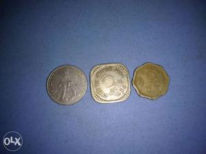 Three 2, 5, And 25 Indian Coins