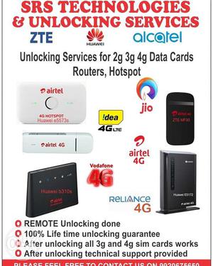 Unlocking services of all 3g 4g data cards router