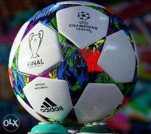 White And Blue Champions League Adidas Soccer Ball