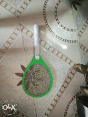 White And Green Tennis Racket Electric Flies Swatter