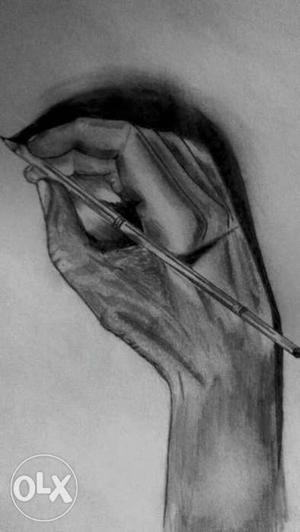 Writing hand 3D Media: pencil on paper Size: A4