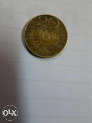 45 years old 20 paisa coin