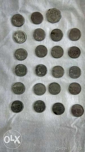 Antique Old Rhino print 25p coins