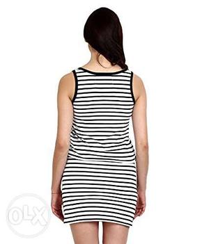 Black And White Stripe Body Con Mini Dress