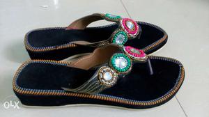 Black footwear with beads work size 9