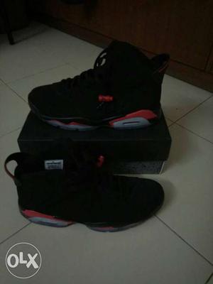 Black-red-gray Air Jordan shoe
