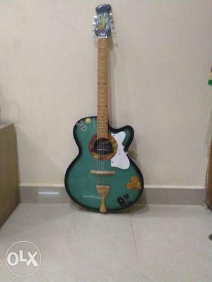 Green And Black Single Cut Away Electric Guitar