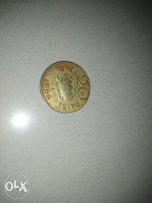 Old Indian coin 20 paisa ( year)
