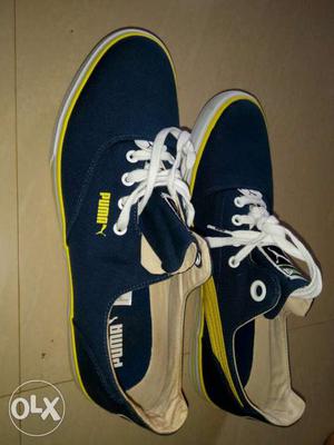 Pair Of Blue-and-yellow Puma Low Top Sneakers size -9 new