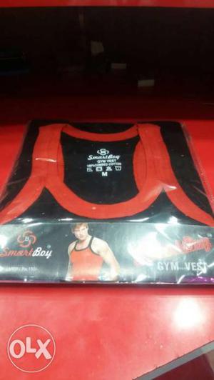 Red And Black Smart Boy Gym Vest