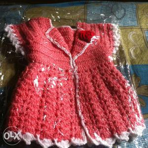 Red And White Knitted Dress
